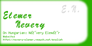 elemer nevery business card